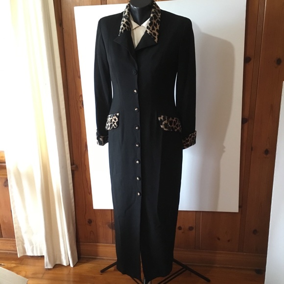 Vintage Jackets & Blazers - Vintage 90’s Animal Print Collar Long Jacket 4/6 S